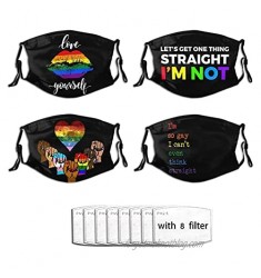 Rainbow Pattern 4 Pcs Face Cool Cover Summer Style Mask LGBT Pride With 8 Filters Breathable Washable Anti Dust
