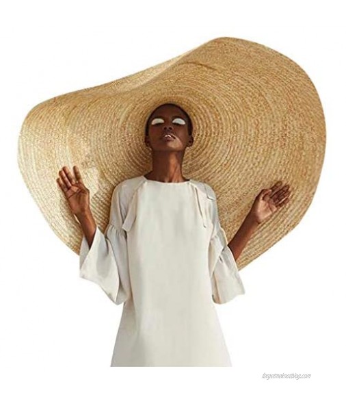 Women Fashion Summer Oversized Straw Hat Oversized Wide Brim Beach Hat Foldable Cap Cover Sun Hat UV Protection