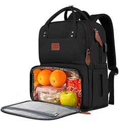 17 Inches Lunch Bookbag for Student  Multi-functional Lunch Box with Insulated Cooler Compartment  Water Resistant Laptop Backpack with USB Charging Port for College School Daily Work Travel Picnic Hiking Beach