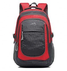 Backpack Bookbag for School College Student Travel Business Fit Laptop Up to 15.6 Inch Night Light Reflective (Red)