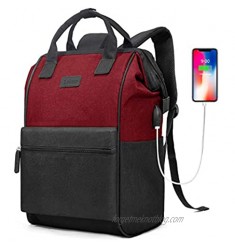 BRINCH Laptop Backpack 15.6 Inch Wide Open Computer Backpack Laptop Bag College Rucksack Water Resistant Business Travel Backpack Casual Daypack with USB Charging Port for Women Men Black-Red