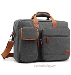 CoolBELL 17.3 Inches Laptop Messenger Bag Briefcase Protective Shoulder Bag Multi-Functional Business Bag for Men/Women/Travel (Canvas Dark Grey)