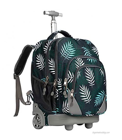 DAIMAIZHANG WEISHENGDA 18 inches Wheeled Rolling Backpack Multi-Compartment College Books Laptop Bag Leaves.