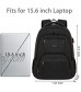 Laptop Backpack for Men 15.6 Inch Water Resistant Padded Computer Bag with USB Charging Port for Business Travel Work Durable Anti Theft College School Students Bookbag for Men Women Gifts Black