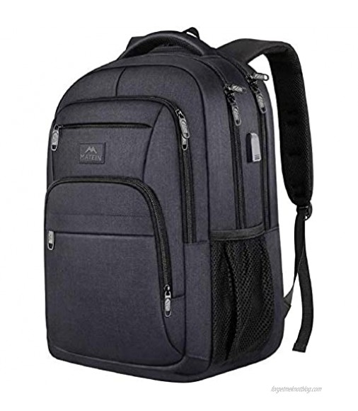 Laptop Backpack for Men 15.6 Inch Water Resistant Padded Computer Bag with USB Charging Port for Business Travel Work Durable Anti Theft College School Students Bookbag for Men Women Gifts Black