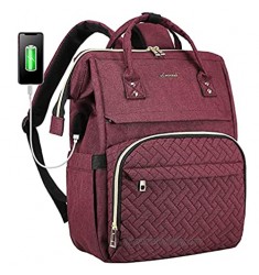 LOVEVOOK Laptop Backpack for Women Fashion Business Computer Backpacks Travel Bags Purse Student Bookbag Teacher Doctor Nurse Work Backpack with USB Port Fits 15.6-Inch Laptop  Wine Red