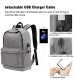 Mancro Laptop Backpack College Student Anti Theft School Bag with USB Charging for Teen Girl Boy Men Women Canvas Water Resistant Computer Bookbag for Weekend Travel Camping Fit 15.6 inch Laptop Grey