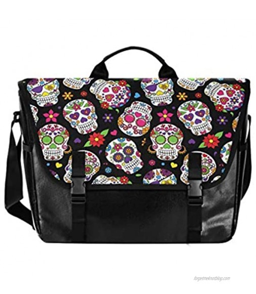 Messenger Bag Casual Canvas Satchel Shoulder Bag Ladybug Colorful Flower Floral Sugar Skull Laptop Computer Traveling Camping for Men Women Student