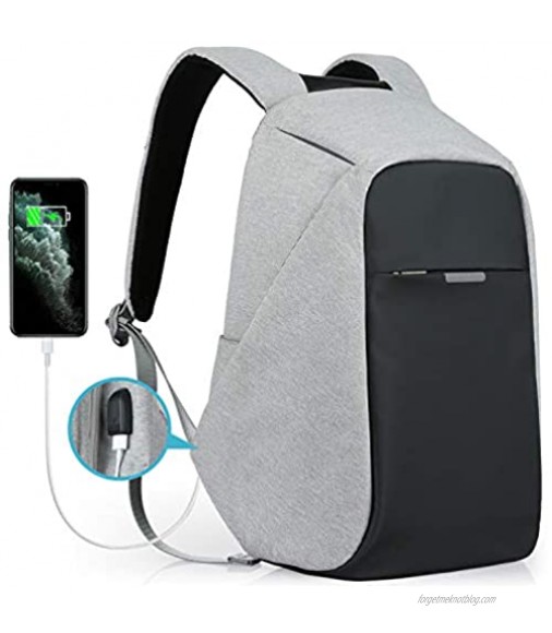 Oscaurt Laptop Backpack Anti-theft Travel Backpack Business School Bookbag with USB Charging Port for Men & Women Fit 15.6 Inches Laptop Grey