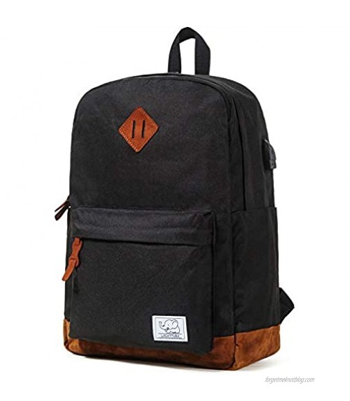 School Backpack College Lightweight Student Laptop Bookbag for Teen Boys Girls Black
