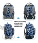 SKYMOVE 18 inches Wheeled Rolling Backpack Multi-Compartment College Books Laptop Bag Blue Geometry