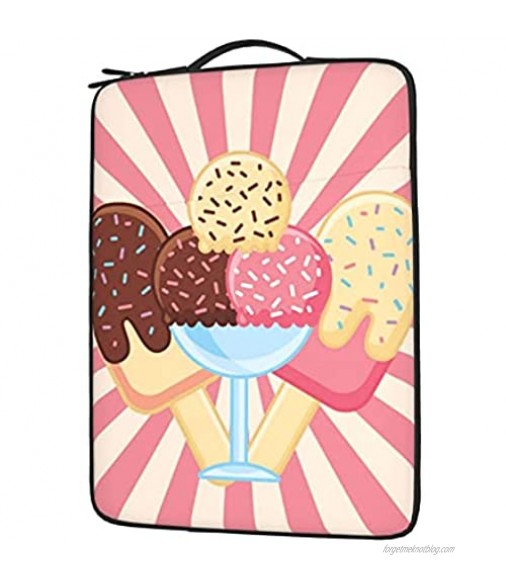 Sweets Candy Ice Cream With Pink Sunburst Stripes 14-15.6in Computer Laptop Sleeve Bag Case for Notebook Ebook Student School Hidden Handles Padded Laptop Tote Handbag Messenger Bag Shock Resistant