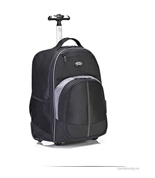 Targus Compact Rolling Backpack for Business College Student and Travel Commuter Wheeled Bag Durable Material Tablet Pocket Removable Laptop Protective Sleeve for 16-Inch Laptop Black (TSB750US)