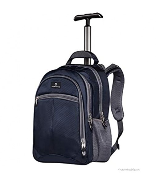 Volkano Airflow Ventilation 27L Rolling Backpack for Business College Student and Travel Commuter Wheeled Bag 15.6 Inch Laptop Heavy-Duty Design Airflow Back - Orthopedic Trolley Series Navy/Gray