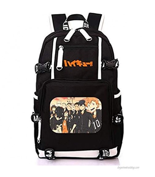Volleyball Juvenile backpack Haikyuu Haikiyu Karasuno student bookbag printing large laptop bag USB charg (1)