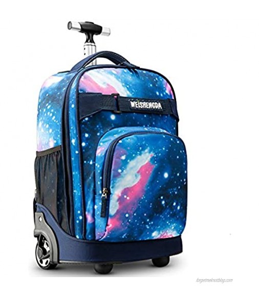 WEISHENGDA 18 inches Wheeled Rolling Backpack for Adults and School Students Books Travel Bag Blue Sky