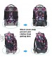 WEISHENGDA 18 inches Wheeled Rolling Backpack for Adults and School Students Short Trip Books Laptop Trolley Bags Pink Flower