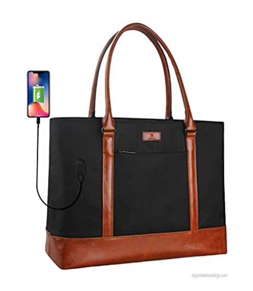 Woman Laptop Tote Bag USB Teacher Bag Large Work Bag Purse Fits 15.6 in Laptop