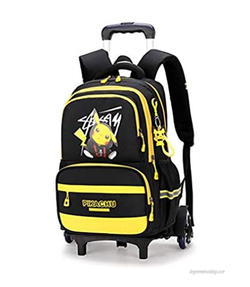 WZCSLM TIK -Tok Pokémon Pikachu Anime School Bags student Oxford Cloth Vacation Backpack Travel Bag Luggage Trolley Case with Six Wheels Good friend's gift Laptop backpack (yellow3)