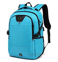 Laptop Backpack 17 Inch Water Resistant Backpacks Durable College Travel Daypack Anti Theft with USB Charging Port Best Gift for Men Women Boys Girls Students(17 Inch Sky Blue)