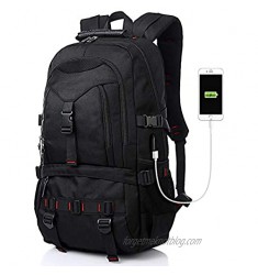 Tocode Laptop Backpack with USB Charging Port & Headphone Port 17-Inch Fashional Computer School Backpack Water Resistant Business Bag Black Anti-theft Travel Backpacks for Men Women