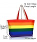 DALIX Rainbow Tote Bag with Zippered Top