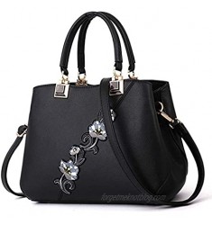 ELDA Embroidery Women Top Handle Satchel Handbags Shoulder Bag Tote Purse Messenger Bags
