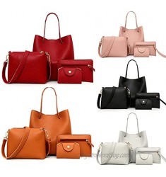 Kcocoo Women Tote Bags Set 4 Pcs Large Handbag Shoulder Bag Messenger Bag Card Pack