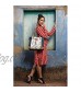 Myra Bag Abstract Key Upcycled Canvas & Cowhide Tote Bag S-1456