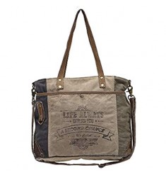 Myra Bags Life Always Upcycled Canvas Shoulder Bag S-0948  Tan  Khaki  Brown  One_Size