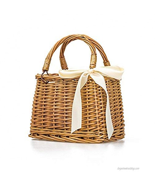 Natural Hand-woven Rectangular Wicker Handbag Basket Purse Retro Summer Women Straw Tote (Rectangular Khaki)