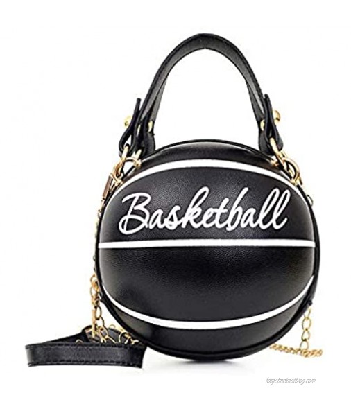 Women Basketball Shaped Cross Body Messenger Bag Purse Tote Mini Shoulder PU Leather Round Handbag for Girls