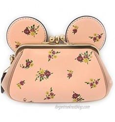 Coach x DISNEY MINNIE MOUSE KISSLOCK Floral Printed WRISTLET Handbag