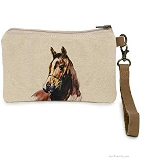 Cott N Curls Brown Horse Wrist Purse Bag Leather Handle Zip Pocket Dry Clean Only