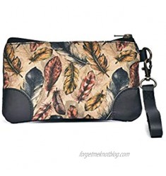 Cott N Curls Feathers Club Wristlet Leather Belt Canvas Printed Bags Dry Clean Only 17 Inches Width