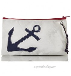 Sea Bags Recycled Sail Cloth Navy Anchor Wristlet Large