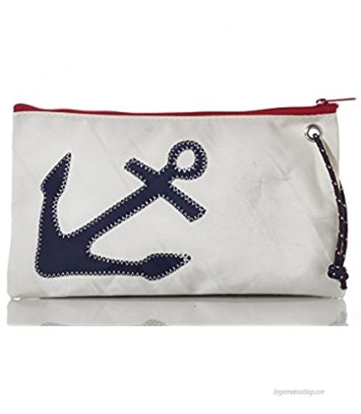 Sea Bags Recycled Sail Cloth Navy Anchor Wristlet Large