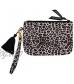 Solid Leopard Midnight Black and Brown 7 x 5 Polyester Phone Wristlet Handbag