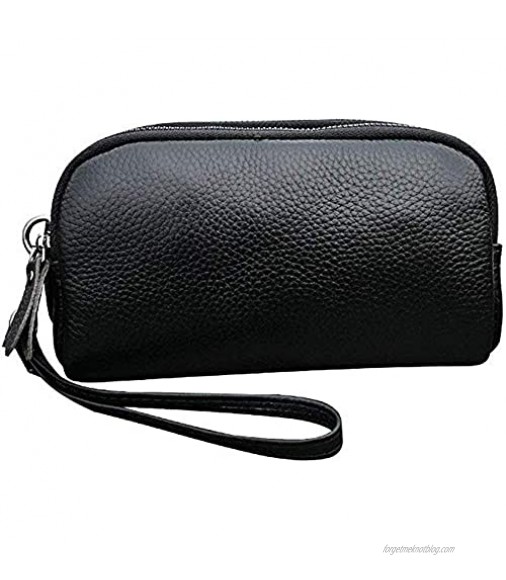 Women's Genuine Leather Wristlet Multi Zipper Pockets Wallet Organizer Bag