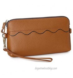 Yaluxe Wristlet for Women Genuine Leather Crossbody Bag Clutch for Women Classic Zipper Closure