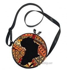 ALAZA Africa Map On Ethnic Pattern Round Crossbody Bag Canvas Purse Messenger Bag