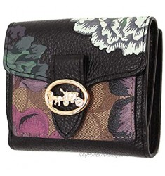 Coach Pebble Leather Georgie Small Wallet In Signature Canvas With Kaffe Fassett Print