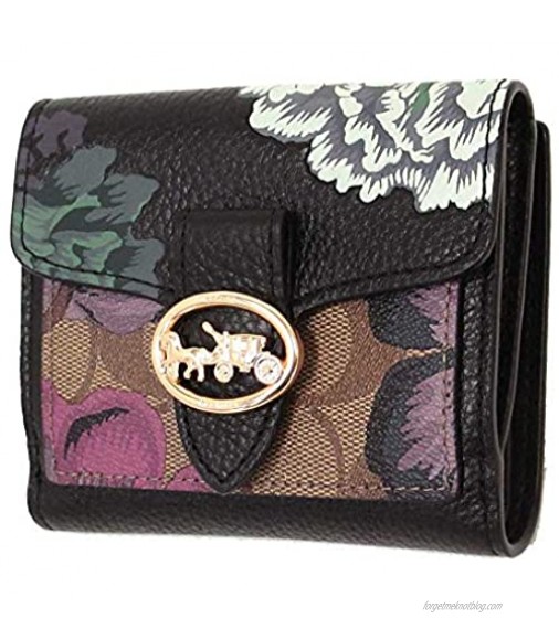 Coach Pebble Leather Georgie Small Wallet In Signature Canvas With Kaffe Fassett Print