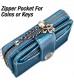 GOIACII Wallet For Women Leather Small RFID Blocking Bifold Zipper Pocket Card Holder with 2 ID Window Peacock Blue