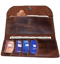Hide & Drink Leather Folio Wallet Holds Up to 4 Cards Plus Flat Bills & Coins / Bifold / Minimalist / Travel / Case / Pouch / Stylish / Vintage Handmade Includes 101 Year Warranty :: Bourbon Brown