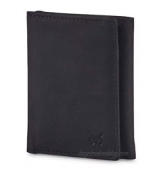 Leather Trifold wallets for men- Travel slim Minimalist wallet mens leather wallet with rfid blocking card wallet