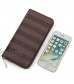 Luxury Zip Around Wallet | RFID Blocking | Phone Clutch/Card Holder/Organizer for Men Women | PU Leather (Brown Stripe)