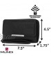 MUNDI Big Fat Womens RFID Blocking Wallet Clutch Organizer Removable Wristlet ((Black))