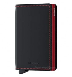 SECRID - Secrid Slim wallet Genuine Matte Leather RFID Safe Card Case for max 12 cards (Black Red)