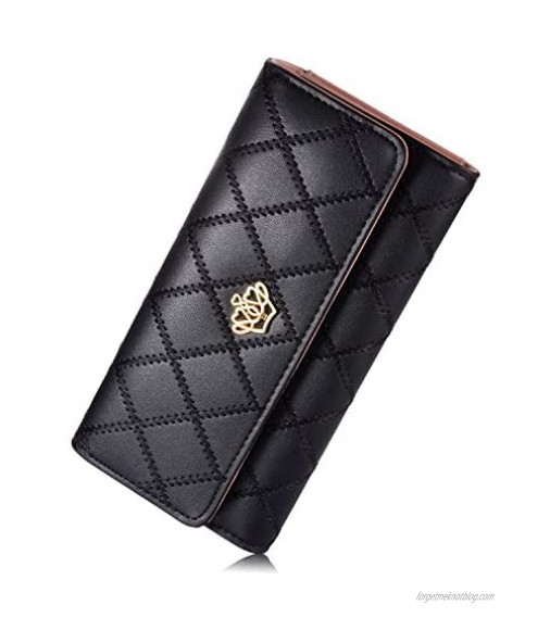 Women's wallet Elegant Clutch Crown Wallet Long Purse Leather Wallet